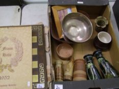 A mixed collection of items: including a chess board, studio pottery item, vintage calendar etc (1