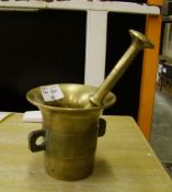 Victorian Brass Pestle & Mortar: