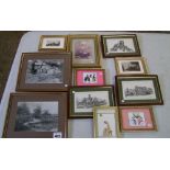 A quantity of framed prints and photographs: of local interest to include cottages mow cop castle