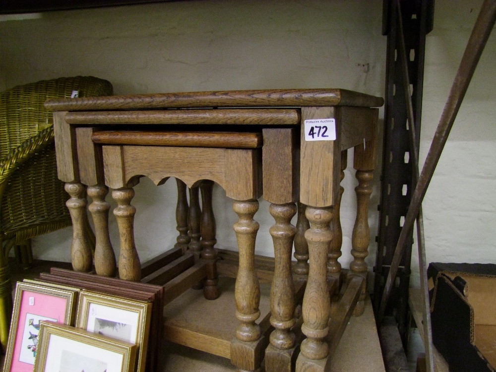 Light oak nest of three tables: