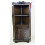 Quality Dark oak corner cabinet/ display unit: Height 127cm x 56cm wide x 30cm deep