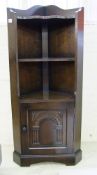 Quality Dark oak corner cabinet/ display unit: Height 127cm x 56cm wide x 30cm deep
