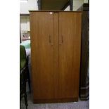 Mid Century Teak double wardrobe: Height 178cm x 94cm wide x 33cm deep