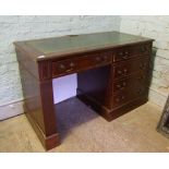 reproduction leather topped desk: 76cm high x 122cm long x 60cm depth