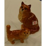 Beswick Seated Cat 1867: together with similar Royal Doulton Item(2)