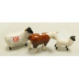 Beswick Hereford Calf 1827C, together with Black Faced Ram & Lamb(3)