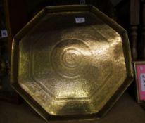 Heavy Brass Octagonal Mid Eastern Tray: diameter 46cm