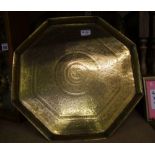 Heavy Brass Octagonal Mid Eastern Tray: diameter 46cm