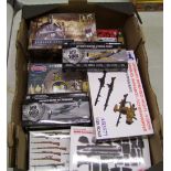 A mixed collection of model making kits and accessories: including German weapons, Fire Forge