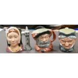 Royal Doulton Large Character Jugs: Granny D5521, Falstaff D6287 & Catherine of Aragon D6643(3)