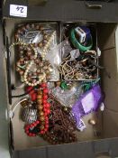 A mixed collection of costume jewellery: watches, beads, necklaces etc (1 tray).