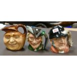 Royal Doulton Large Character Jugs: Gone Away D6531, Robin Hood D6527 & John Barley Corn(3)