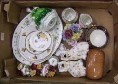 A mixed collection of items to include: Staffordshire Dogs, Woods Loaf Box, Coalport seconds