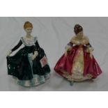 Royal Doulton Lady Figures: Southern Belle HN2229 & Janine HN2461( restuck neck )(2)