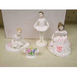 Royal Doulton lady figures Amanda HN3406: Ballet Class HN3731, Star Performer HN3950 and a small