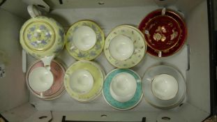 A Mixed collection of Wedgwood Tea Ware to include: Floral decorated tea pot, various cups saucers