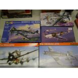 Two Eduard boxed fighter plane kits: together with a Revell, a Dragon and Hornby examples (5).
