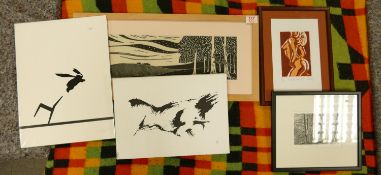 Five modern prints to include: Torsco ( side 1) Vicary 2/10 limited edition, beech scene by Gail