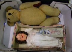 Boxed Rosebud Vintage Doll: together with similar jointed teddy bear