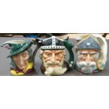 Royal Doulton Large Character Jugs: Pied Piper D6403, Viking D6496 & Don Quixote D6455(3)