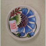 Moorcroft coaster in the blue thistle design: limited edition 45/75. Boxed