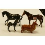 A collection of Beswick horse & dog figures: all with minor damages. (4)