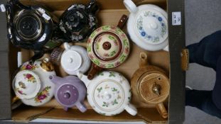 A collection of Teapots to include: Wedgwood Wild Strawnerry , Clementine patterned similar item etc
