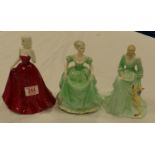 Coalport Lady Figures:Rosemary, Admiration & danaged Henrietta(3)