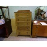 Early 20th Century inlaid mahogany chest of five drawers: height 120cm x width 68cm x depth 49cm