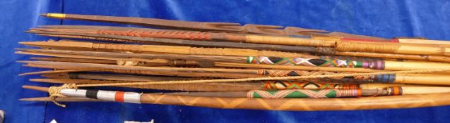 A collection of African & Similar Spears: Bows & Arrows etc