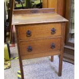 Oak chest of two drawers: height 89cm x width 61cm x depth 45cm