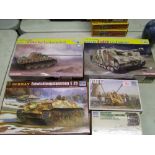 Two boxed Dragon army tank kits: together with three Trumpeter model kits (5).