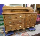 Late Victorian stripped pitch pine sideboard: 86cm high x 155cm wide x 45cm deep