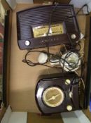 A collection of Vintage type Radio's: together with Bakelite mantle clock