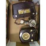 A collection of Vintage type Radio's: together with Bakelite mantle clock