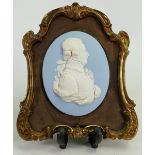Wedgwood solid pale blue Jasperware portrait medallion of Lord Auckland: In Gilt Frame c1800,