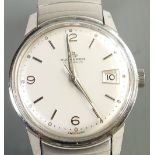 Gentlemans 1960s Bucherer 17 jewels stainless steel date wristwatch: With stainless steel