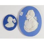 Wedgwood & Bentley blue portrait plaque of Locke (several chips to edge) & 19th century Mr Townley