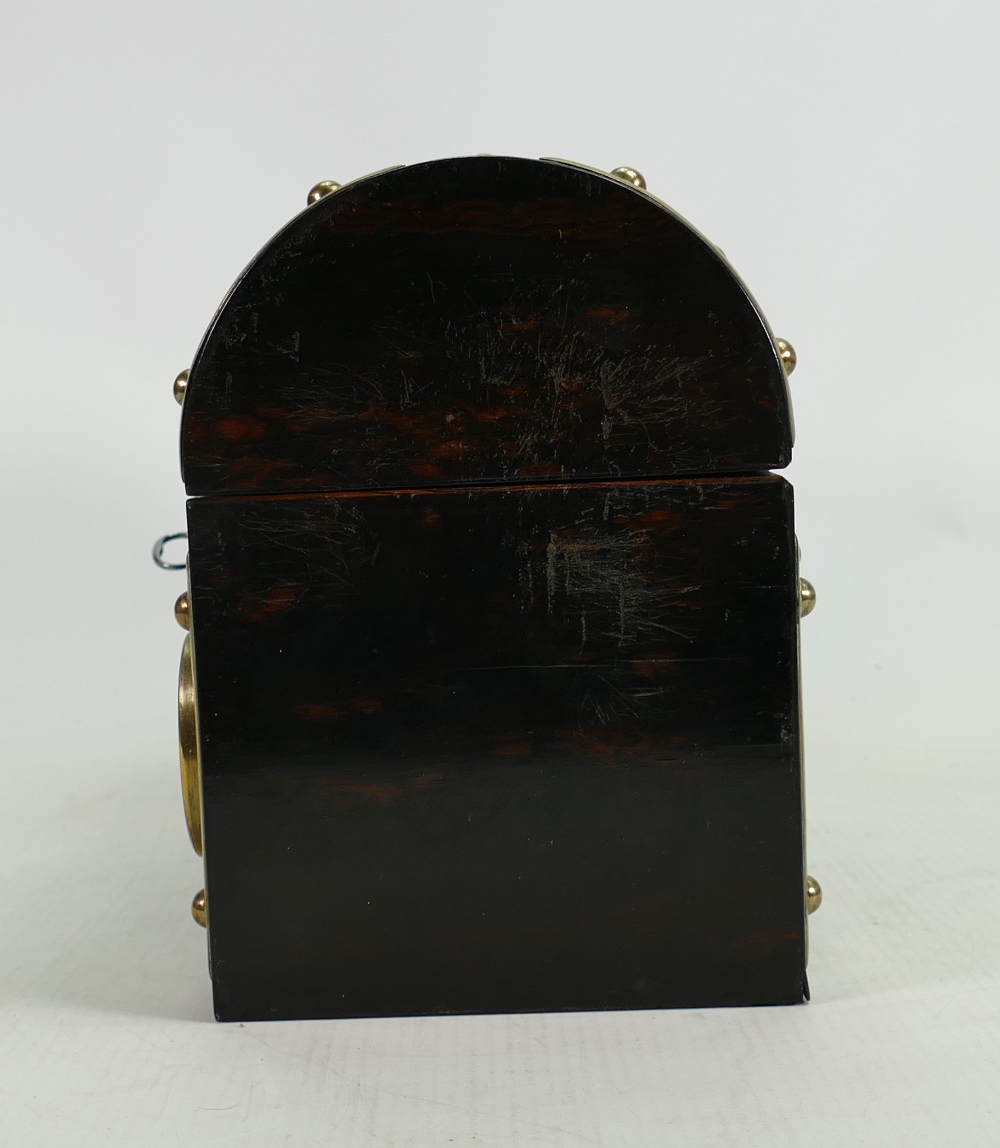 19th century Rosewood Tea caddy with brass mounts and 3 Wedgwood roundels: Lacking interior. - Image 2 of 5