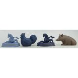 A collection of Wedgwood Jasperware figures comprising: Royal Tournament horse figures,