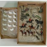 Assortment of old lead or die cast animals people and things: Includes Britain's figures on
