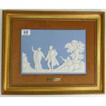 Wedgwood solid pale blue Jasperware The Choice of Hercules plaque: Wooden gilt framed,