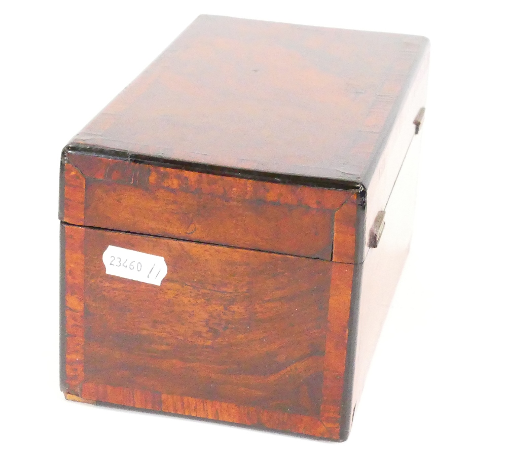 Burr Walnut tea caddy 19th century: Good used condition, replacement lids, original hinges, - Image 2 of 4