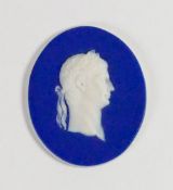 Wedgwood dark blue dipped Jasper portrait medallion of Emperor Caesar c1800, h6cm.