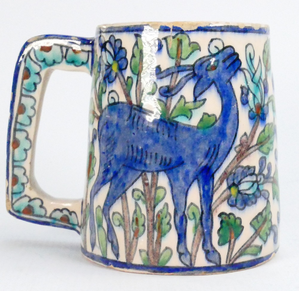 Iznik style middle eastern tankard: 12cm high. - Image 3 of 3