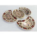 Royal Crown Derby 1128 Imari pattern items: To include 3 x 23cm crescent shaped dishes & oval tray