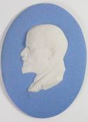 Wedgwood rare solid pale blue Jasper portrait medallion of Vladimer Lenin: Russian politician and