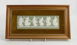 Wedgwood rectangular green & white dancing hours plaque: Framed,