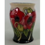 Moorcroft Yeats Poppy Vase: Limited edition 14/50 and signed by designer Kerry Goodwin. Height 12.