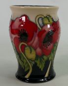 Moorcroft Yeats Poppy Vase: Limited edition 14/50 and signed by designer Kerry Goodwin. Height 12.